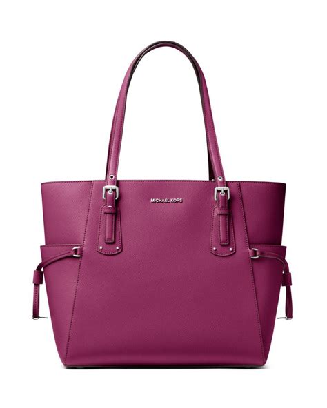 michael kors voyager east west crossgrain leather tote garnet|signature voyager east west tote.